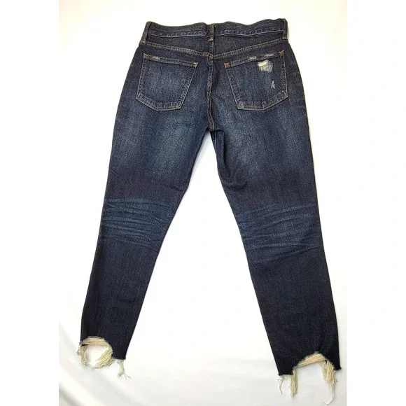 Gap Jeans Women Size 28R Distressed Best Girlfriend Raw Hem Dark Wash Gap Denim - Picture 7 of 16